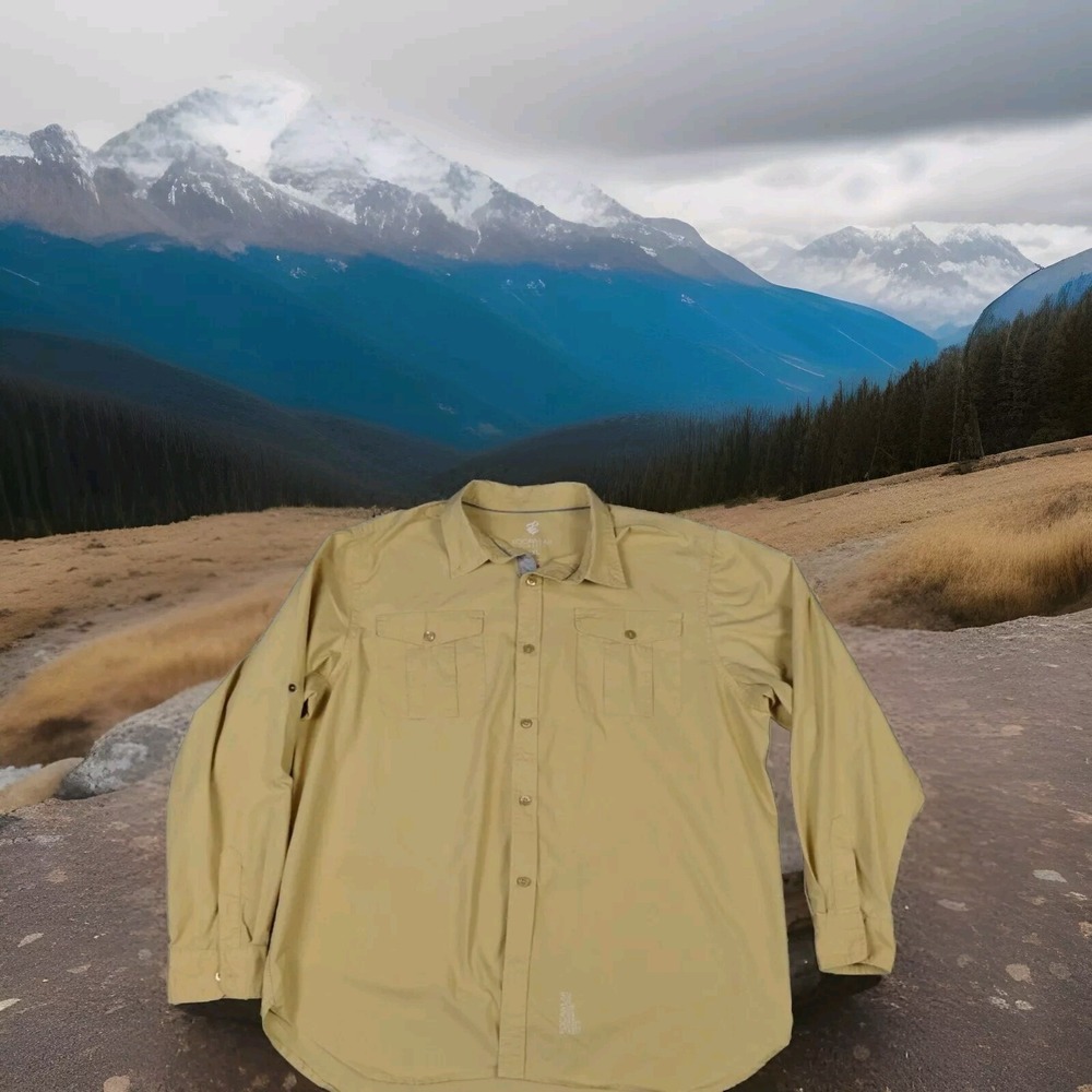 Rocawear Shirt Men's 2XL Classic Roll Up Tab Sleeve Wheat Tan 100% Cotton